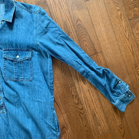 Gap medium wash denim long sleeve button up collard tshirt dress - Picture 7 of 8